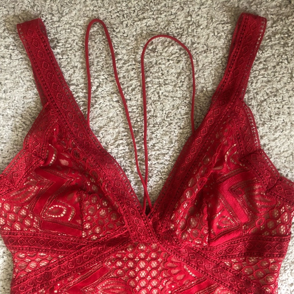 Guess NWOT Long Red Net Dress